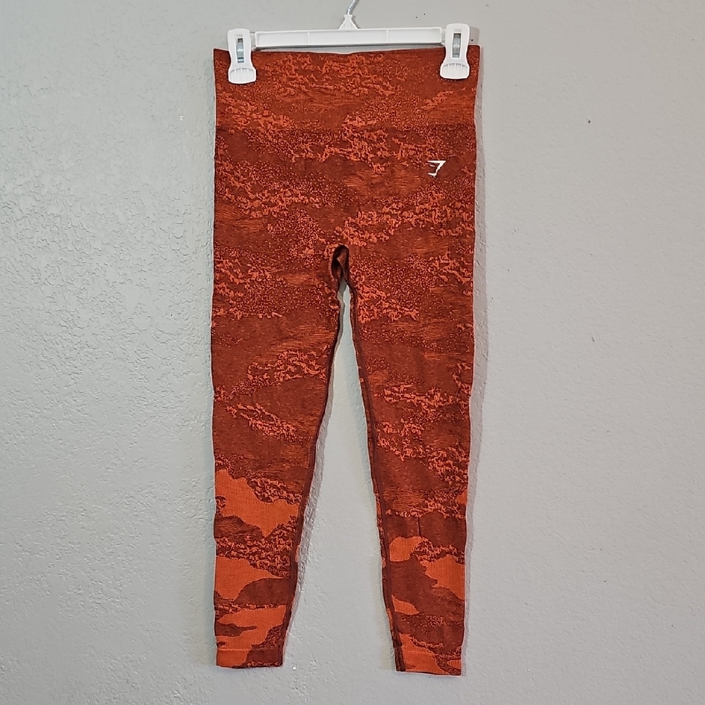 Gymshark Adapt Camo Seamless Leggings Color Storm Red/Cherry Brown Womens Small